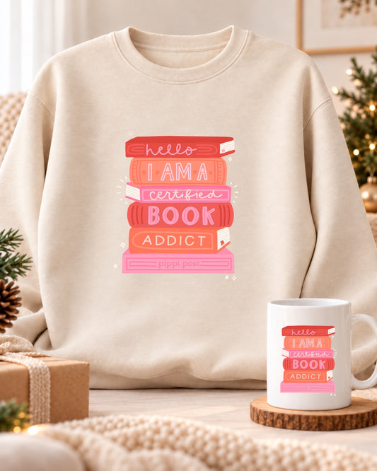 Pack sudadera beige y taza a juego · Book Addict
