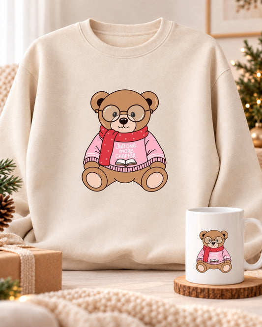 Pack sudadera beige y taza a juego · Osito lector · Just One More Chapter