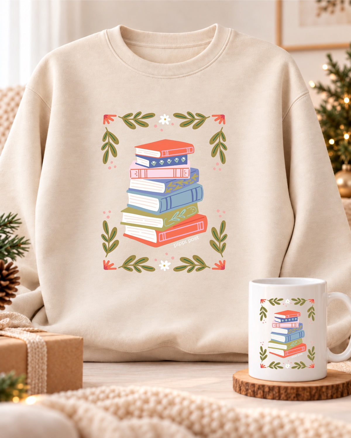 Pack sudadera beige y taza a juego · Entre libros