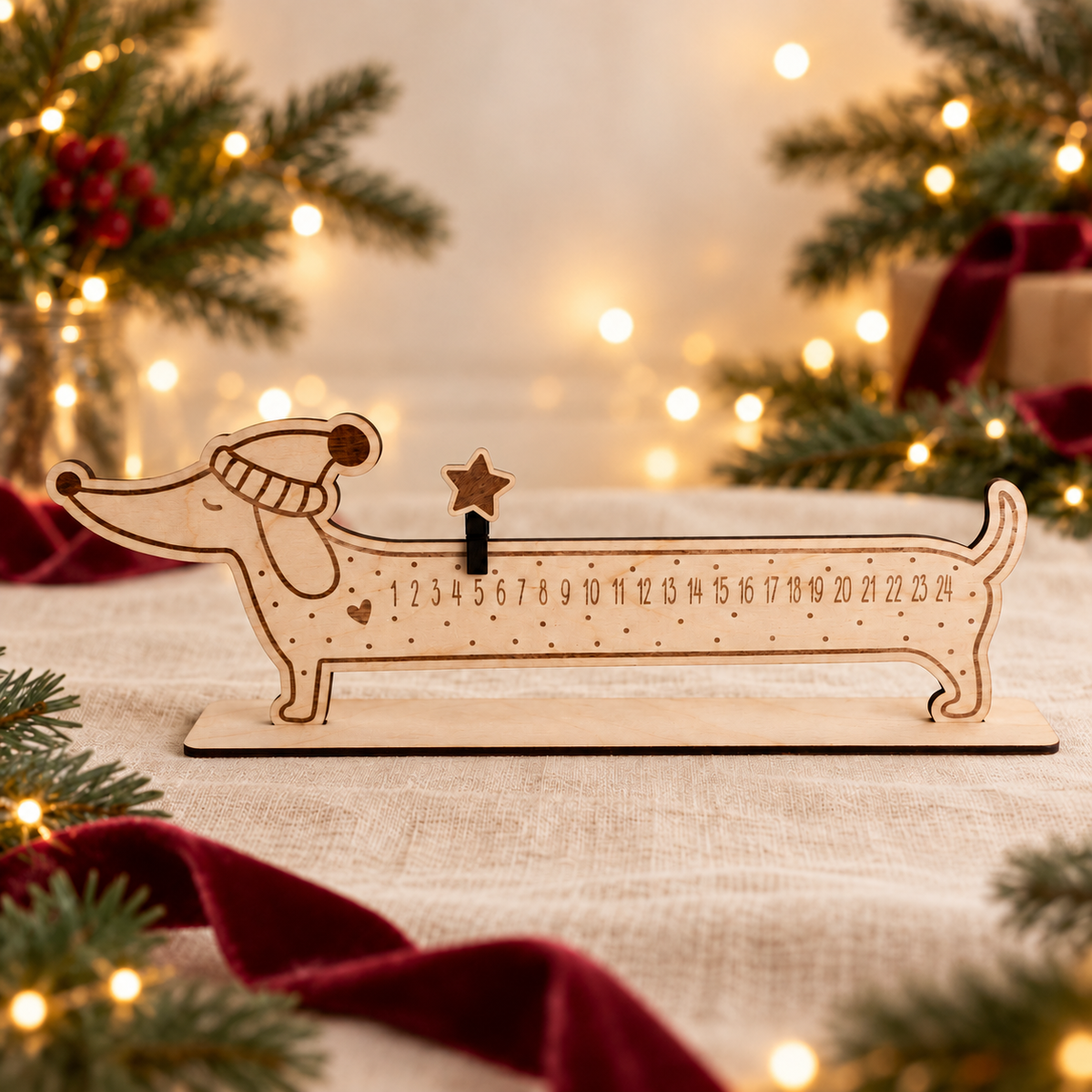 Cuenta atrás de Navidad de madera personalizada · Teckel