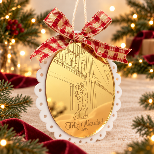 Adorno de Navidad · Fondo navideño crema y burdeos