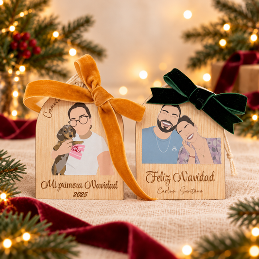 Adorno de Navidad · Fondo navideño crema y burdeos