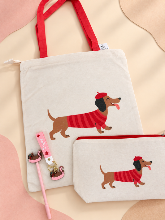 Pack teckel con boina · Flamenco rosa