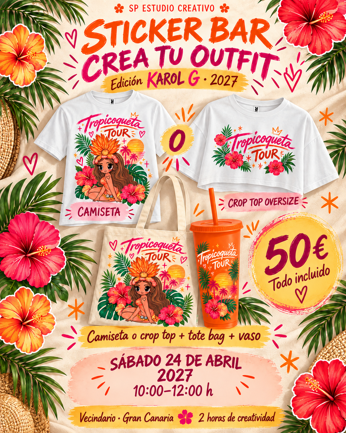 Sticker Bar · Crea tu outfit · Sábado 24 de abril de 2027 · 10:00–12:00 hora canaria