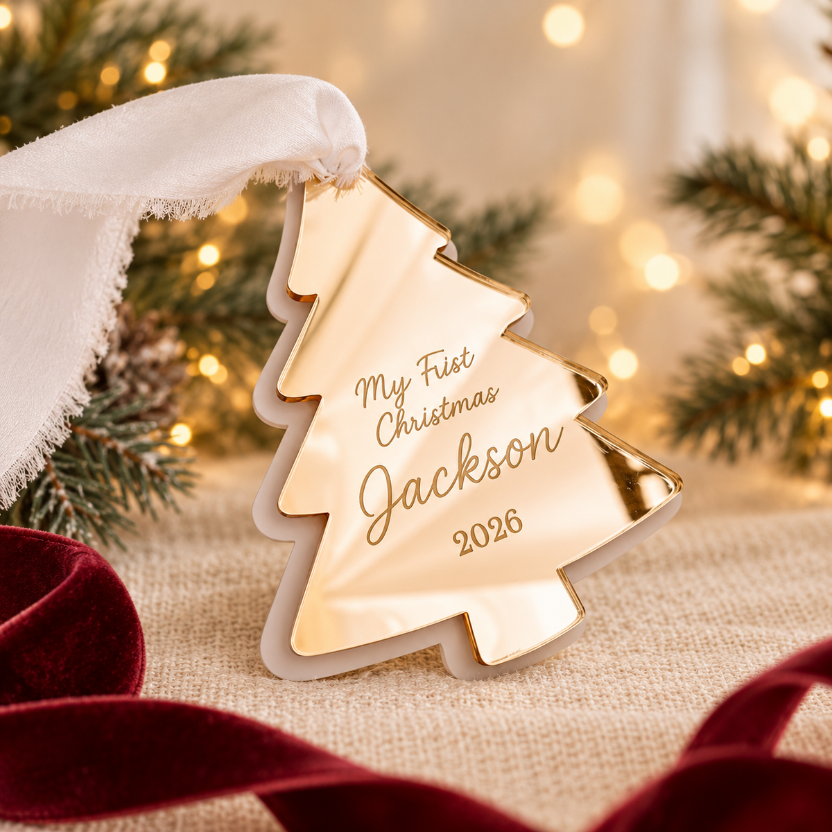 Árbol dorado · Mi primera Navidad personalizado